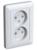 RS16-230-B Розетка двойная без заземления со шторками (белый) Systeme Electric HIT RS16-230-B