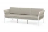 KAS-S-3-001 W Mua beige(beige15052) "Касабланка" диван 3-местный плетеный из роупа, каркас алюминий белый муар, роуп бежевый 20мм, ткань бежевая 15052 4SIS KAS-S-3-001 W Mua beige(beige15052)