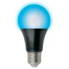 LED-A60-9W/UVAD/E27/FR PLZ07BK Лампочка светодиодная шар синяя E27 9W Uniel LED-A60-9W/UVAD/E27/FR PLZ07BK