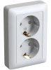 RS16-231-B Розетка двойная с заземлением и шторками (белый) Systeme Electric HIT RS16-231-B