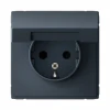 GAL000746 Розетка с заземлением, шторками и крышкой (грифель) Systeme Electric GAL000746
