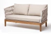 DIE-S-2-T001 W Mua beige(beige035) "Диего" диван 2-местный плетеный из роупа, основание дуб, каркас алюминий белый муар, роуп бежевый круглый, ткань бежевая 035 4SIS арт.УТ-00006927