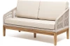 KAN-S-2-T002 beige(beige052) "Канны" диван 2-местный плетеный из роупа, основание дуб, роуп бежевый круглый, ткань бежевая 052 4SIS арт.УТ-00006831