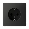 GAL001445 Розетка с заземлением и шторками (базальт) Systeme Electric GAL001445