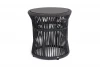 J689-5-D45H47-ROM-Al-RAL9005Mua-D-grey-4sis "Романо" журнальный стол из HPL круглый Ø45 H47, каркас из алюминия черный муар, цвет "черный мрамор", роуп темно серый круглый 4SIS УТ-00013212