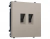 MS372110 Комплект механизма розетки Ethernet RJ-45 двойной с защитной шторкой (Серо-бежевый матовый) Ambrella Volt QUANT PRO MS372110