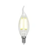 LED-CW35-6W/WW/E14/CL PLS02WH картон Лампочка светодиодная свеча на ветру прозрачная E14 6W 3000K Uniel LED-CW35-6W/WW/E14/CL PLS02WH