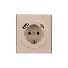 KR-78-0704-8 Розетка 1-ая с/з с/у з/ш 16А с USB A+C быстрой зарядки 5В/3А шелк Kranz Strong KR-78-0704-8
