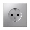 GAL000345 Розетка с заземлением и шторками (алюминий) Systeme Electric GAL000345