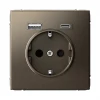 GAL000632 Розетка с заземлением, шторками и USB Type A+С (мокко) Systeme Electric GAL000632