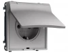 MS508010 Комплект механизма электрической розетки с заземлением, шторками и защитной крышкой (Сталь матовый) Ambrella Volt QUANT PRO MS508010