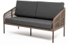 KAN-S-2-001 RAL7024 Mua brown(gray017) "Канны" диван 2-местный плетеный из роупа, каркас алюминий темно-серый (RAL7024) муар, роуп коричневый круглый, ткань серая 017 4SIS арт.УТ-00007140