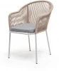 LIO-CH-st001 RAL7035 Mua beige(H-gray) "Лион" стул плетеный из роупа, каркас из стали светло-серый (RAL7035) муар, роуп бежевый круглый, ткань светло-серая 4SIS арт.УТ-00009434