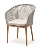 MAR-CH-T002 mel-grey(beige15052) "Марсель" стул плетеный из роупа, основание дуб, роуп серый меланж круглый, ткань бежевая 15052 4SIS MAR-CH-T002 mel-grey(beige15052)