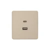 KR-78-0734-7 Розетка USB-A+Type-C 3А с функцией быстрой зарядки шелк Kranz Round KR-78-0734-7