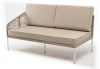 KAN-MRS2-001 W Mua beige(beige15052) "Канны" правый модуль плетеный из роупа, каркас алюминий белый муар, роуп бежевый круглый, ткань бежевая 15052 4SIS арт.УТ-00009981