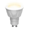 LED-JCDR 6W/WW/GU10/FR PLP01WH картон Лампочка светодиодная полусфера белая GU10 6W 3000K Uniel LED-JCDR 6W/WW/GU10/FR PLP01WH