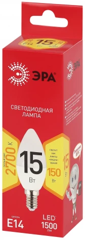 Лампочка светодиодная E14 15Вт ЭРА LED B35-15W-827-E14 R LED B35-15W-827-E14 R