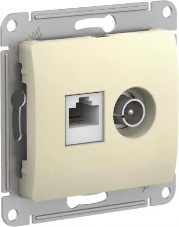Розетка двойная TV+Ethernet RJ-45 (бежевый) Systeme Electric GSL000289