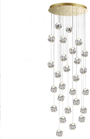 Потолочная каскадная люстра Odeon Light Jemstone 5085/120L золото/прозрачный/металл/акрил LED 120W 4000K 5500Лм (220V, на проводе)