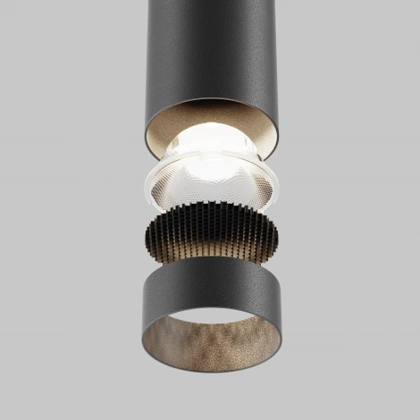 Арматура из металла. Встроенный LED-источник света утоплен в корпусе. Maytoni Technical P072PL-L12B4K-1 Focus LED (220V, на проводе, круглые)