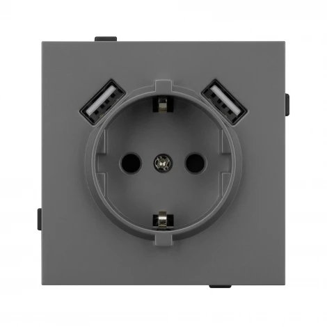 Механизм розетки с USB зарядкой SCT-TENDO-MUAA-SFPL-GR (230V, 16A) (Arlight, Матовый графитовый) 054605