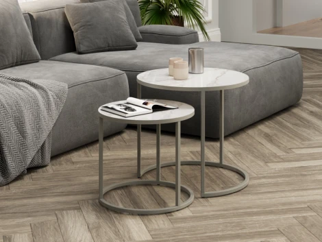 Комплект журнальных столов Слайн Верона керамогранит 40/50 белый глянец/титан 5577819201