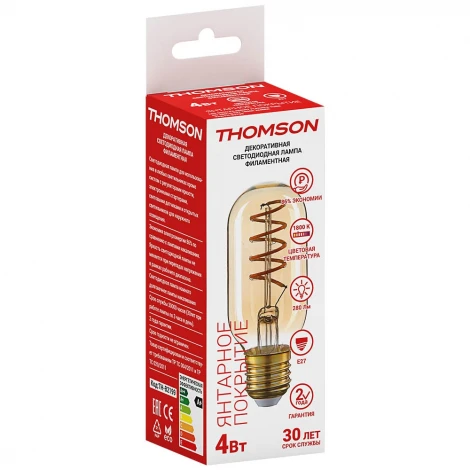 Лампочка светодиодная филаментная прозрачный цилиндр E27 4W Thomson Deco Flexible Tube TH-B2199