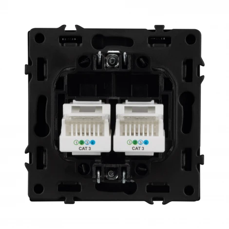 Механизм сдвоенной телефонной розетки SCT-NOBE-MTL2-SFPL-BK (RJ-11, 4C) (Arlight, Черный оникс) 054309