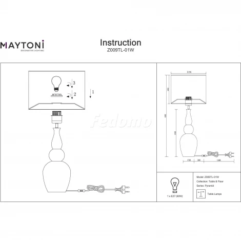 Интерьерная настольная лампа Maytoni Pyramid Z009TL-01W