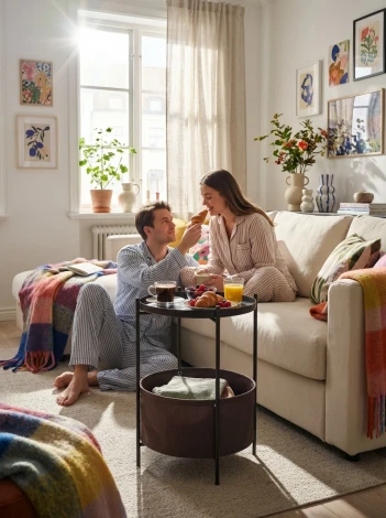 Стол журнальный Элдей рогожка коричневый/черный Mebelik 009759