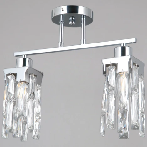 Потолочная люстра хрустальная на штанге ILLUMICO IL3601-2CSQ-26 CR DS