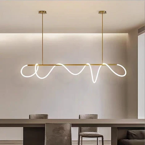 Потолочная люстра на штанге с гибким неоном Lightera Nyasa LE117L-200GA Wi-Fi (LED, 220V, управление смартфоном, голосовое управление, умный дом - Алиса, Tuya Smart, Маруся, Smart Life, Экосистема Сбер)