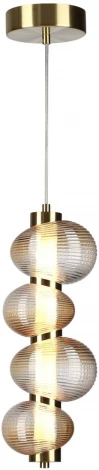 Подвесной светильник Odeon Light Bruco 5095/17L латунный/янтарный градиент/металл/стекло LED 17W 4000K (220V, на проводе, бусы)