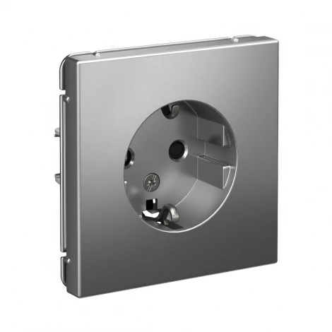 Розетка с заземлением и шторками (сталь) Systeme Electric GAL000945