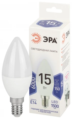 Лампочка светодиодная E14 15 Вт ЭРА LED B35-15W-860-E14 LED B35-15W-860-E14