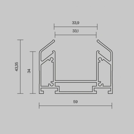 Профиль для монтажа Trinity в натяжной ПВХ потолок 2м (трехфазный) Maytoni Technical Accessories for tracks Trinity TRA005MP-312S(N)
