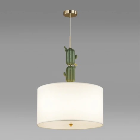 Подвесной светильник Odeon Light Cactus 5425/3 золотой/зеленый/белый/металл/керамика/ткань E27 3*60W (220V, на проводе, круглые)