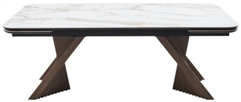 Стол МАНХЭТТЕН 200 цвет СВЕТЛЫЙ БЕЖ ( DRAC COLD XLIM), керамика / Орех Карни натуральный M-City 64767