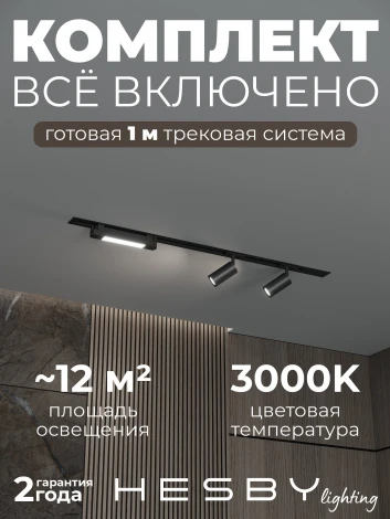 Трековая система в сборе встраиваемая однофазная 220V Hesby Lighting HSBL_kompl_S005_VI1B3K