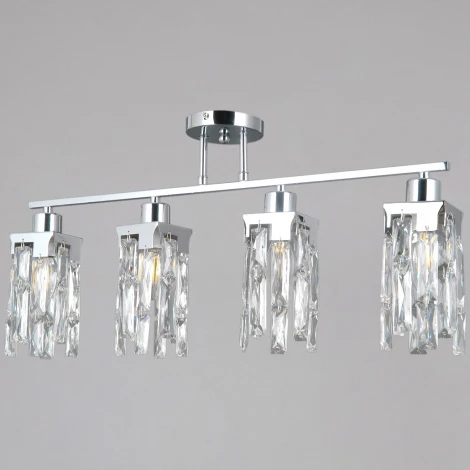 Потолочная люстра хрустальная на штанге ILLUMICO IL3601-4CSQ-26 CR DS