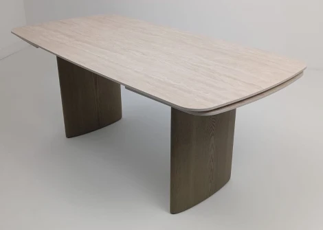 Стол КАЛВИН (CALVIN) 180 цвет ТРАВЕРТИН (MATTE ROME TRAVERTINE SOLID CERAMIC) / СЕРЫЙ ДУБ, ®DISAUR M-City 64672