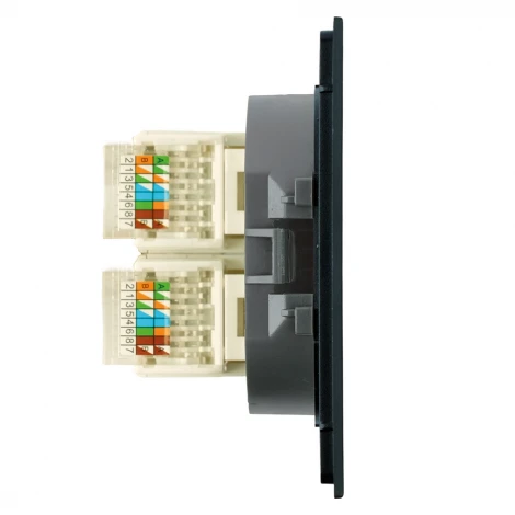 Розетка компьютерная 2-местная RJ-45 (механизм) RST00-3111-05 черный бархат Stekker Мия 50451