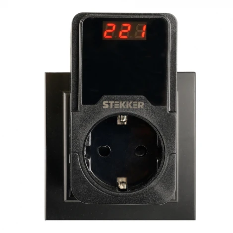 Реле напряжения для розетки регулируемое VPR-200B 230В 16A черный Stekker 50690