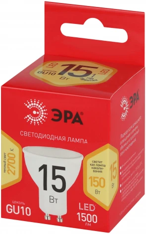 Лампочка светодиодная GU10 15Вт ЭРА LED MR16-15W-827- GU10 R LED MR16-15W-827- GU10 R