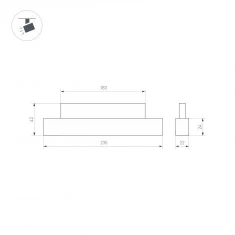 Трековый светильник MAG-ORIENT-FLAT-L235-8W Day4000 (BK, 100 deg, 48V) (Arlight, IP20 Металл) 033608(1)