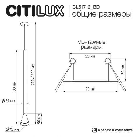 Подвесной светильника (+BD70BS) латунь Citilux Duza CL51712_BD