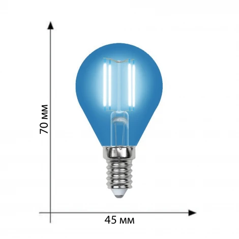 Лампочка светодиодная груша синяя E14 5W Uniel LED-G45-5W/BLUE/E14 GLA02BL