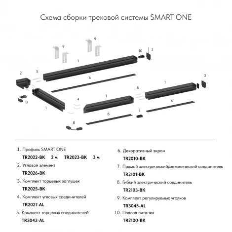 Декоративная вставка для трека 3 метра Denkirs Smart One TR2028-BK (220V)