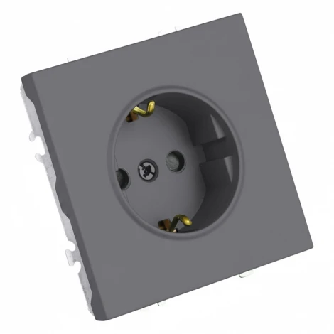 Розетка 1-местная с з/ш, с/з (механизм), СЗК 250В 16А RST16-5110-10ZK платиново-серый soft touch Stekker Эмили 50243